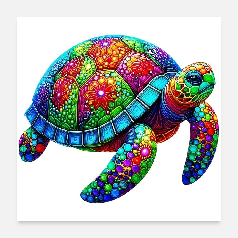 Schildkröte - Poster 60x60 cm - Weiß