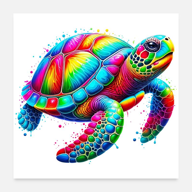 Tortue - Poster 60 x 60 cm - blanc