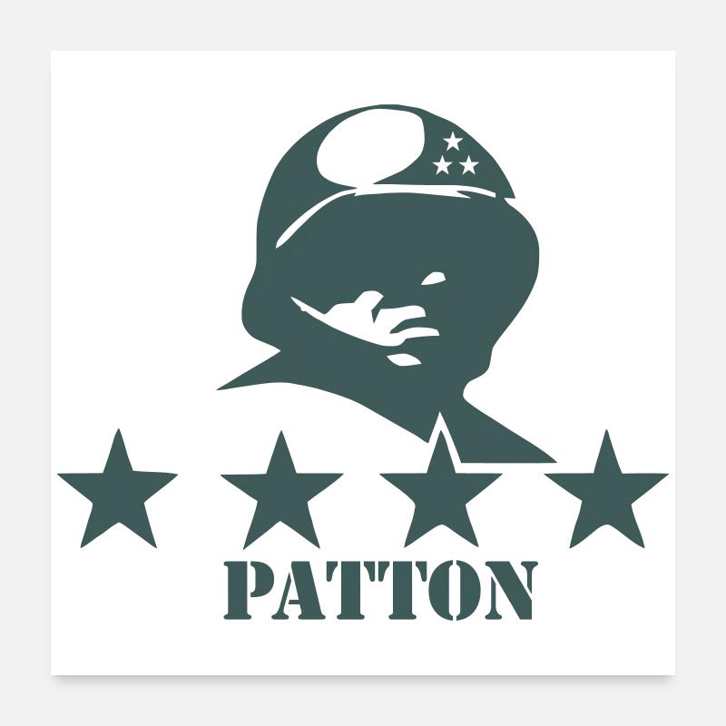 Silhouette emblématique du général Patton avec étoiles Poster 60 x 60 cm