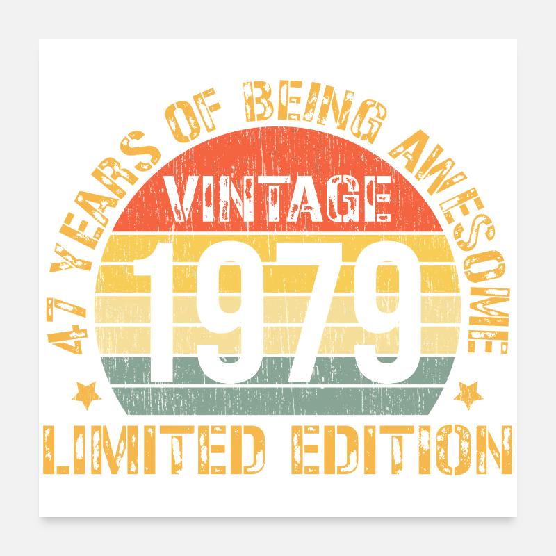 47 ans anniversaire Décorations 47e anniversaire 1977 Poster 60 x 60 cm