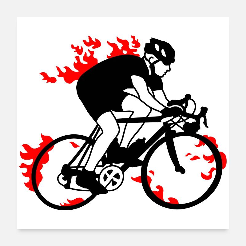 Cyclistes sur route Poster 60 x 60 cm