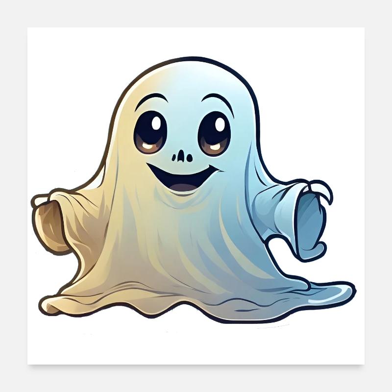 Friendly Ghost Cartoon Poster 24" x 24" (60x60 cm)