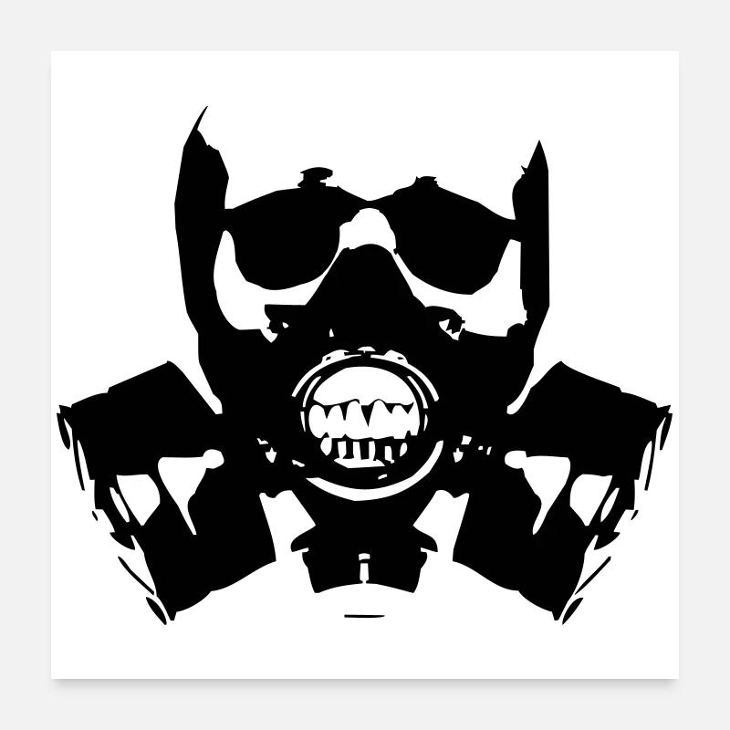 Silhouette du crâne du masque à gaz - Poster 60 x 60 cm - blanc