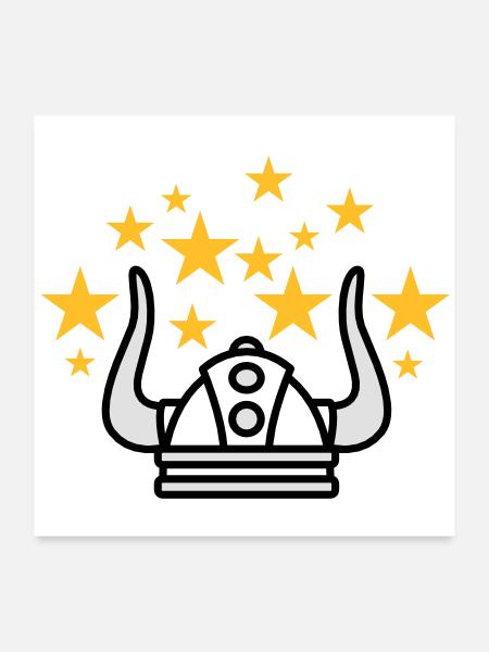 Casque de Viking - Poster 60 x 60 cm - blanc - Devant