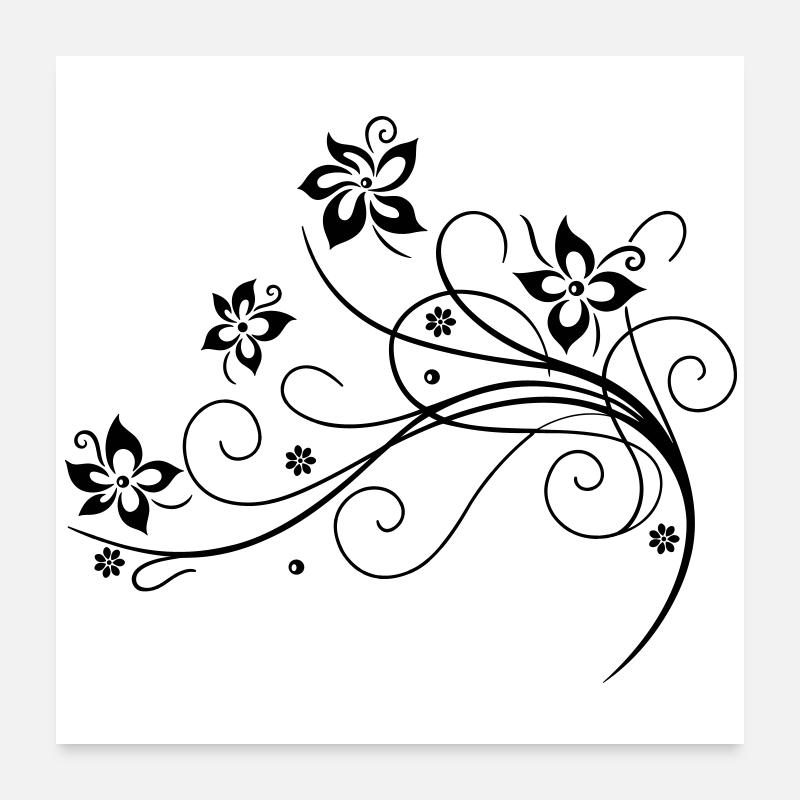 Blumenranke, fleur, fleurs Poster 60 x 60 cm