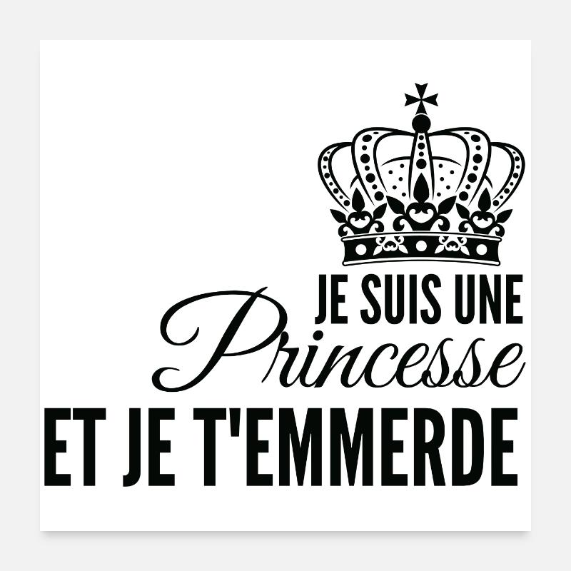 Princesse affirmée et rebelle - Poster 60 x 60 cm - blanc