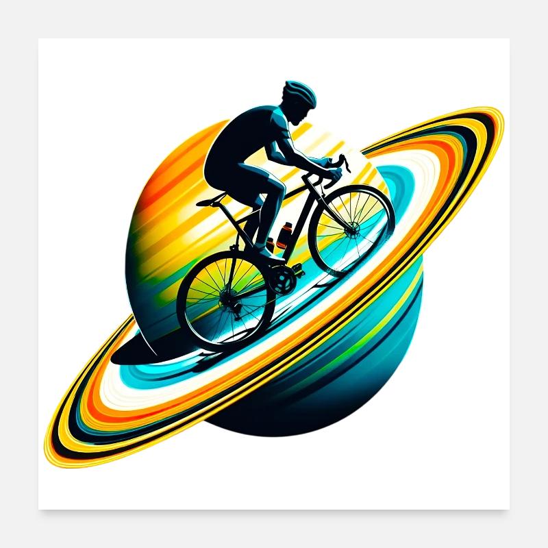 Cycliste sur Saturne Poster 60 x 60 cm