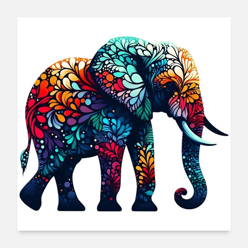 Éléphant Poster 60 x 60 cm