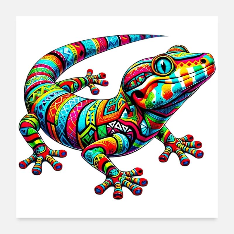 Gecko - Poster 60x60 cm - Weiß