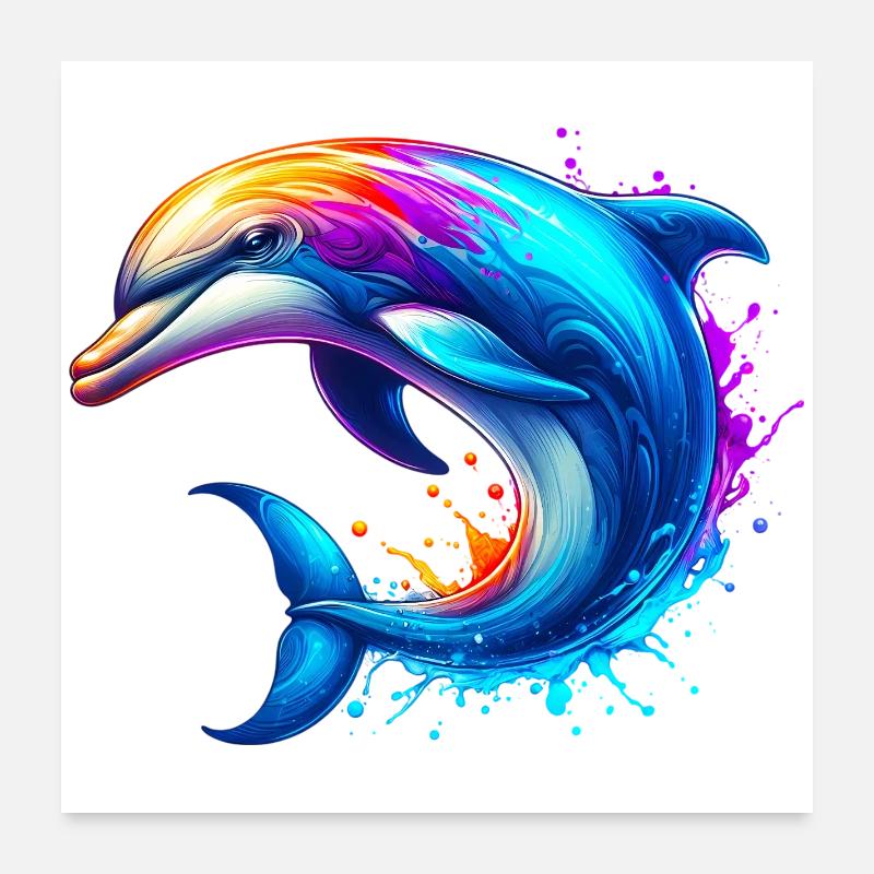 Dolphin Poster 24" x 24" (60x60 cm)