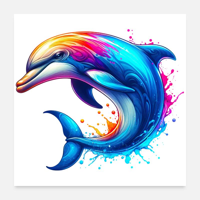 Dolphin Poster 24" x 24" (60x60 cm)