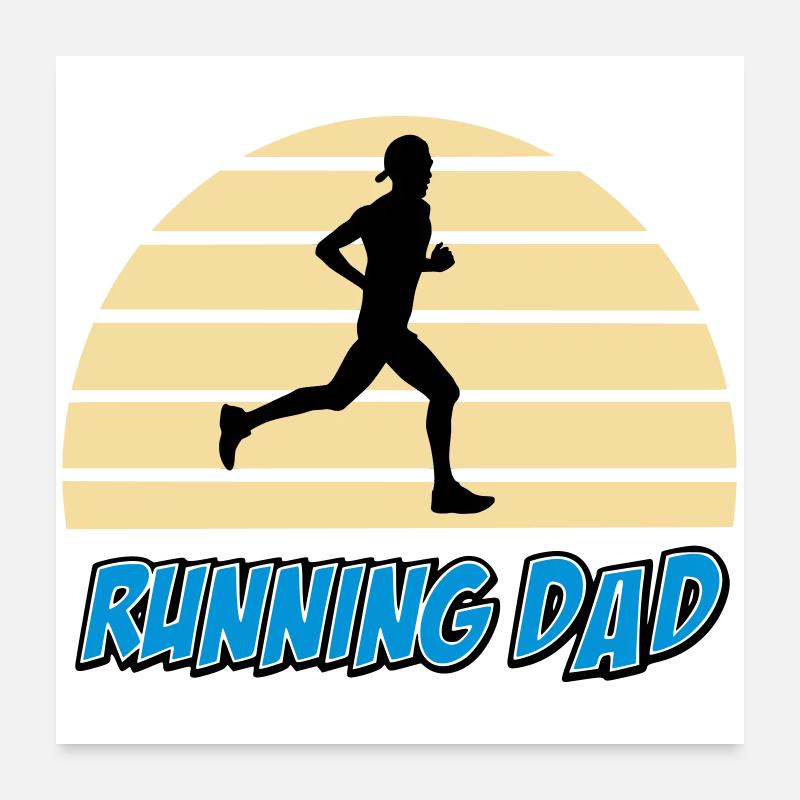 Running dad - Poster 60 x 60 cm - blanc