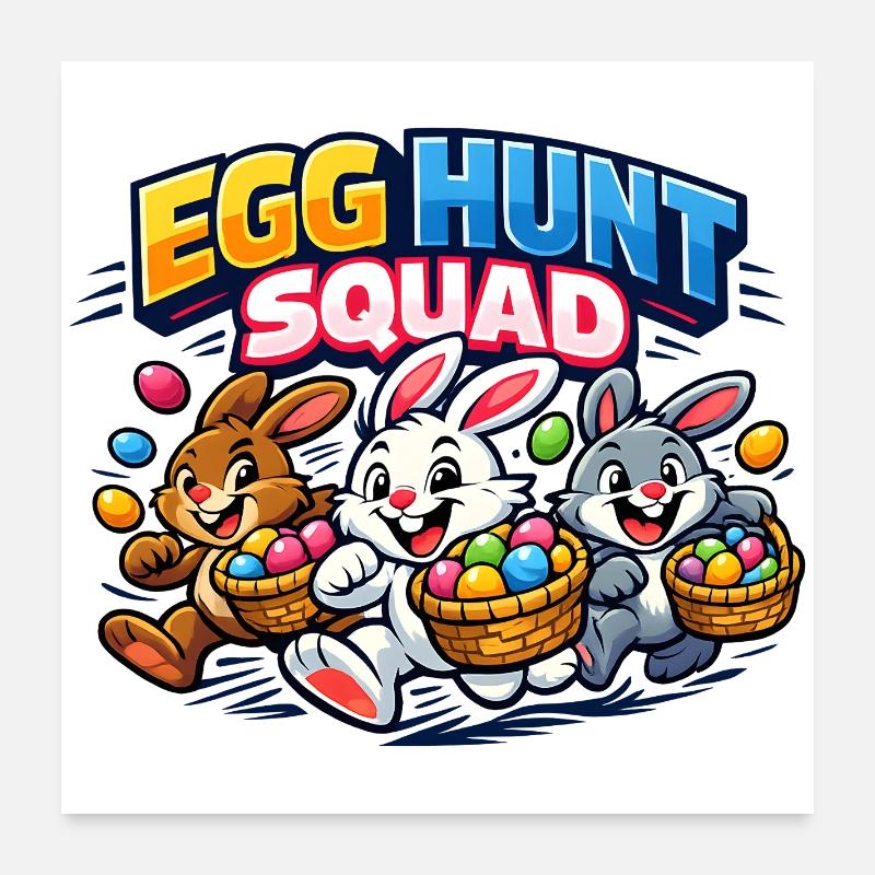 Ostern Egg Hunt Squad Osterhase Poster 60x60 cm