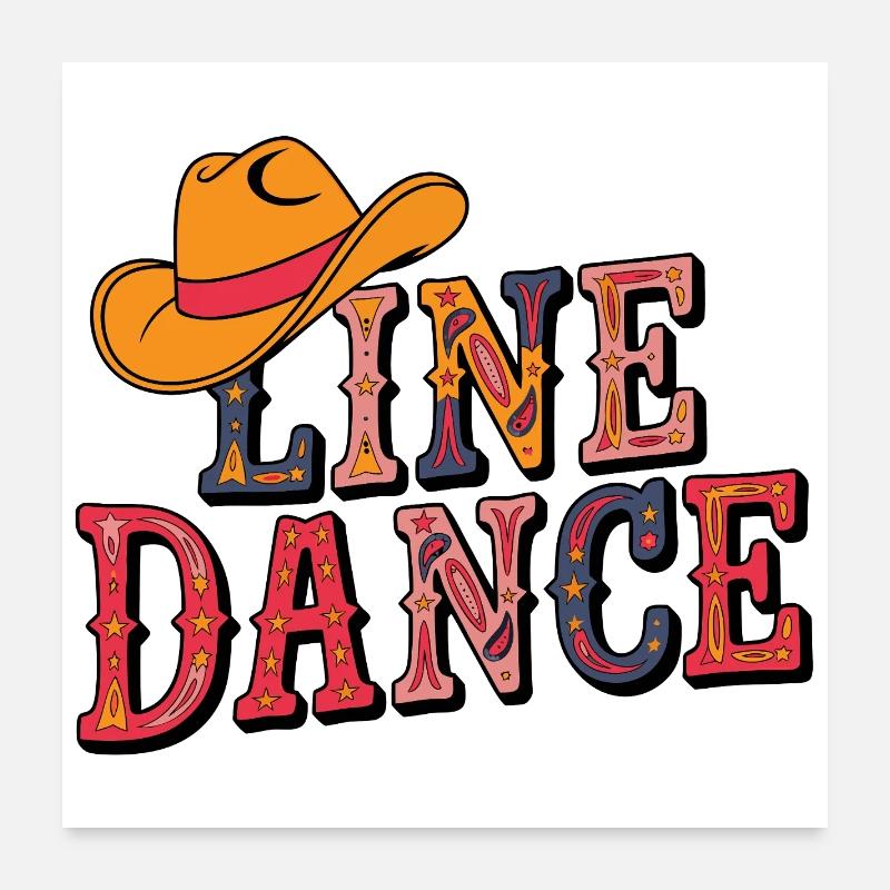 Line Dance Colors with Cowboy Hat Poster 24" x 24" (60x60 cm)