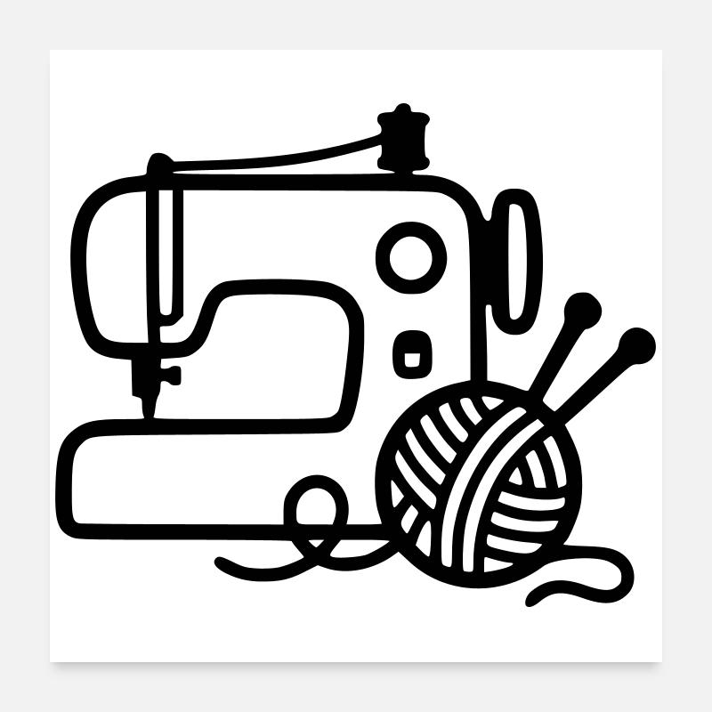 Sewing Machine Wool Knitting Sewing Handmade Poster 24" x 24" (60x60 cm)