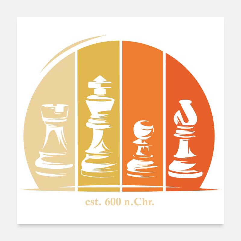 Schach Figuren Symbol Logo Geschichte retro - Poster 60x60 cm - Weiß