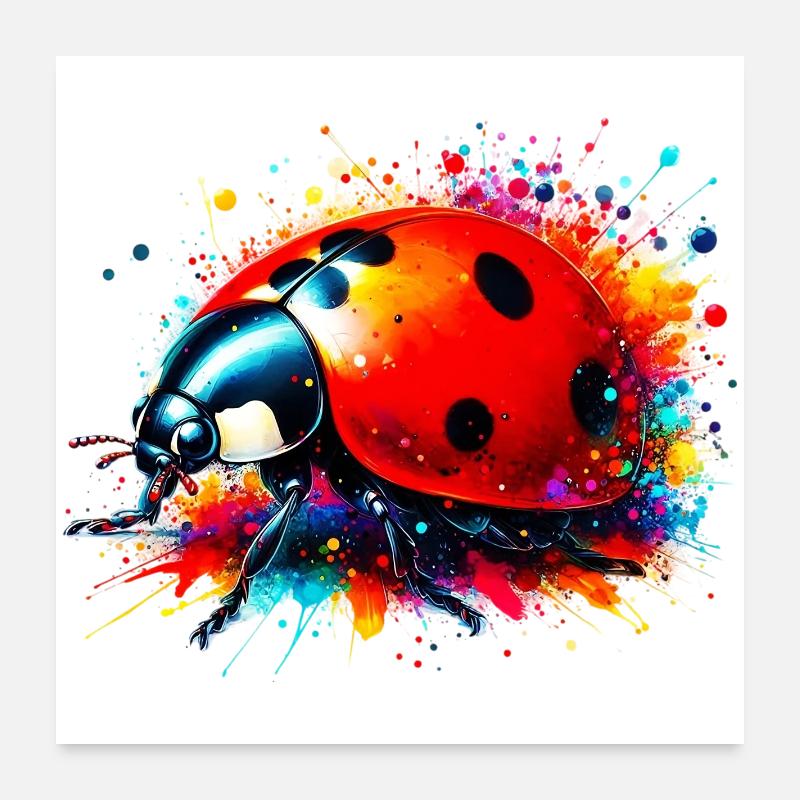 Coccinelle - Poster 60 x 60 cm - blanc
