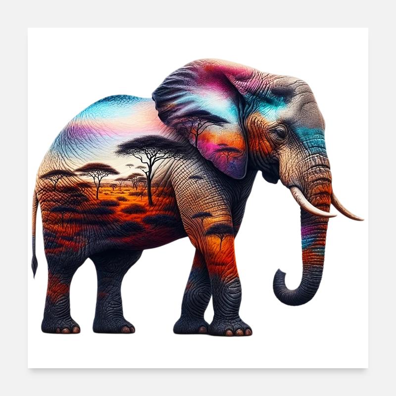 Éléphant Poster 60 x 60 cm