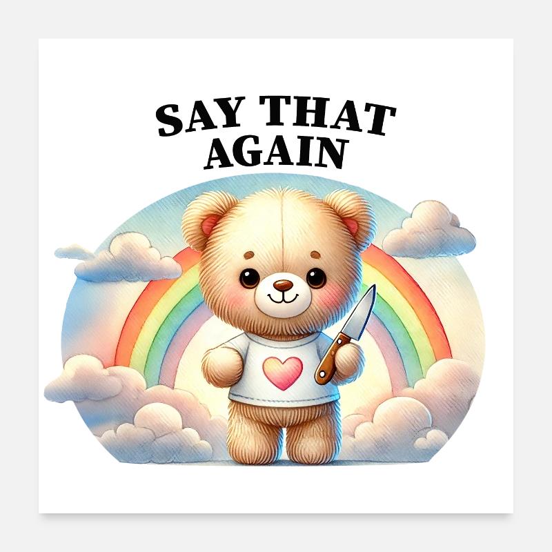 Ein Teddybär mit unschuldigem Lächeln Poster 60x60 cm