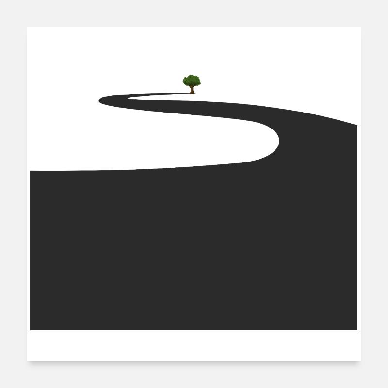 Lonely walk with green tree Poster 24" x 24" (60x60 cm)