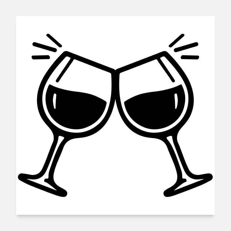 Weinglas Anstoßen Prost Wein Poster 60x60 cm