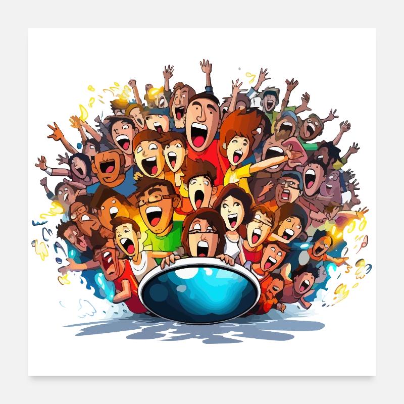 Cheering crowds on boat Poster 24" x 24" (60x60 cm)