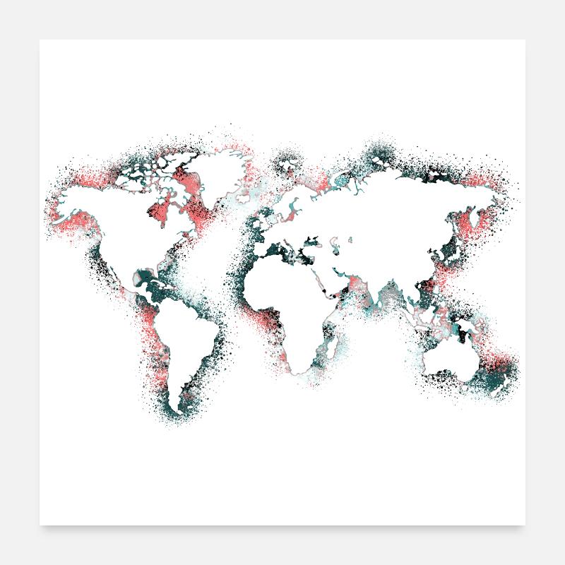 Weltkarte Poster 60x60 cm