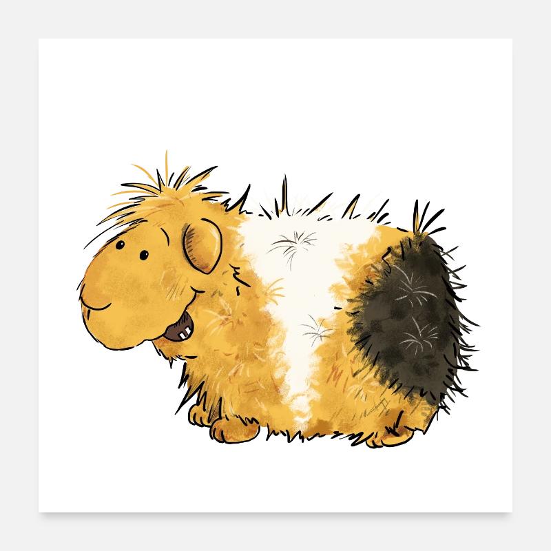 Funny cucumber monster I guinea pig comic Poster 24" x 24" (60x60 cm)