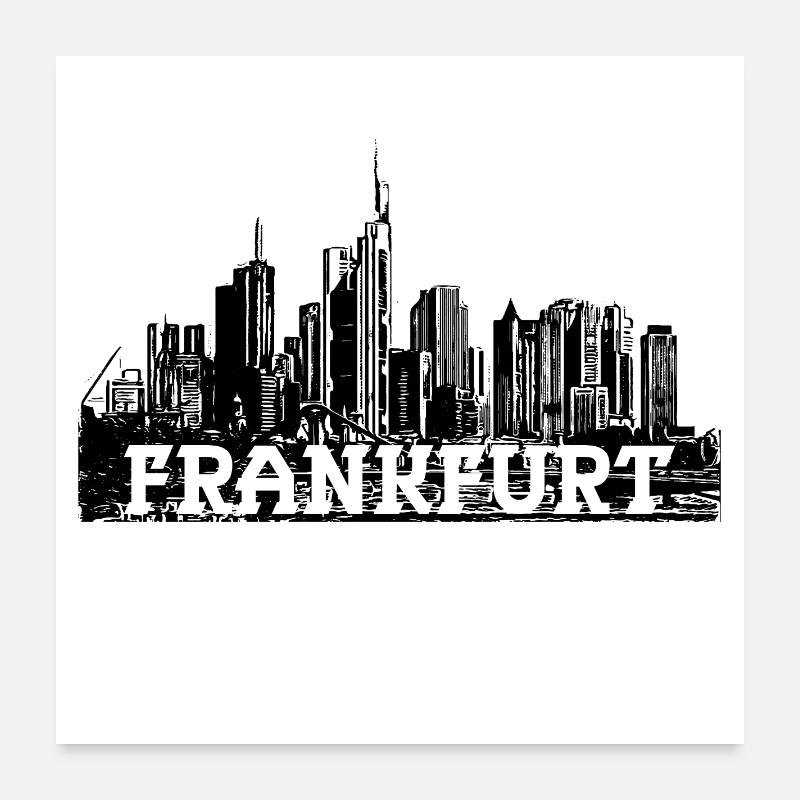 Frankfurt - Skyline - Poster 60x60 cm - Weiß