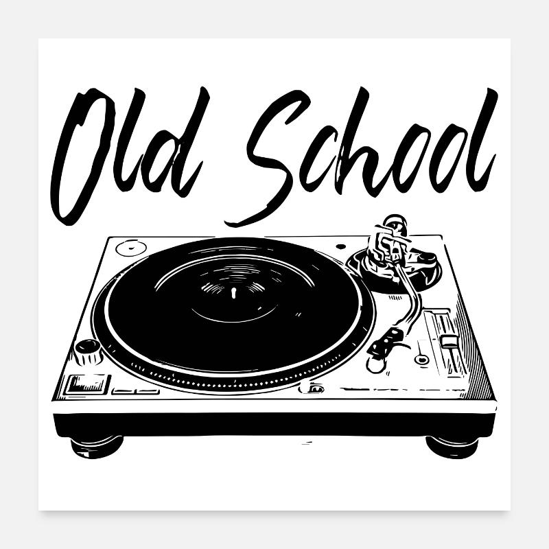 Old School - Platines vinyles - Poster 60 x 60 cm - blanc