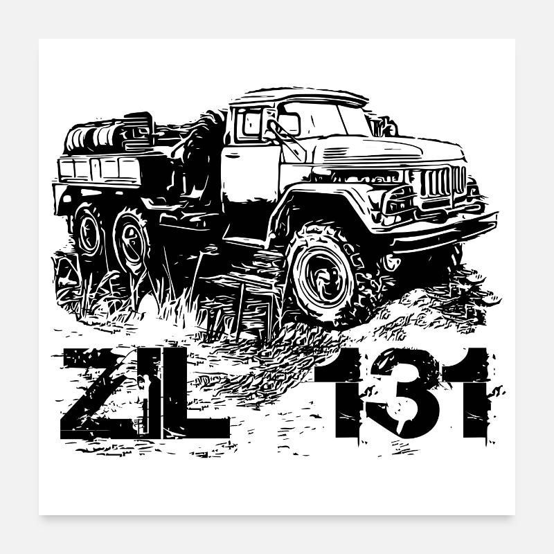 ZIL 131 - Poster 60x60 cm - Weiß