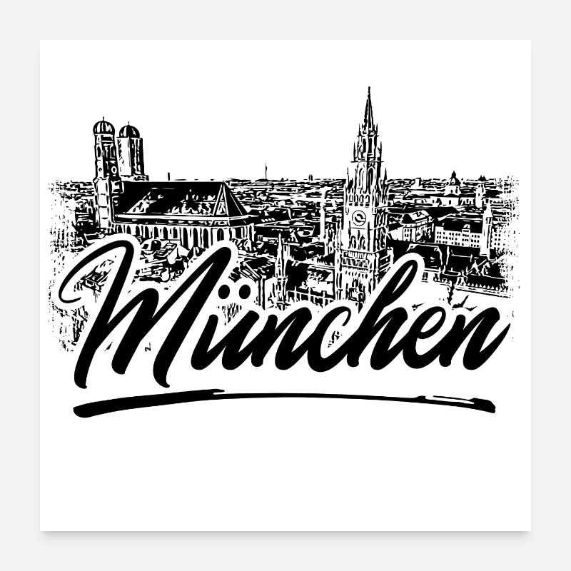 München Design - Poster 60x60 cm - Weiß