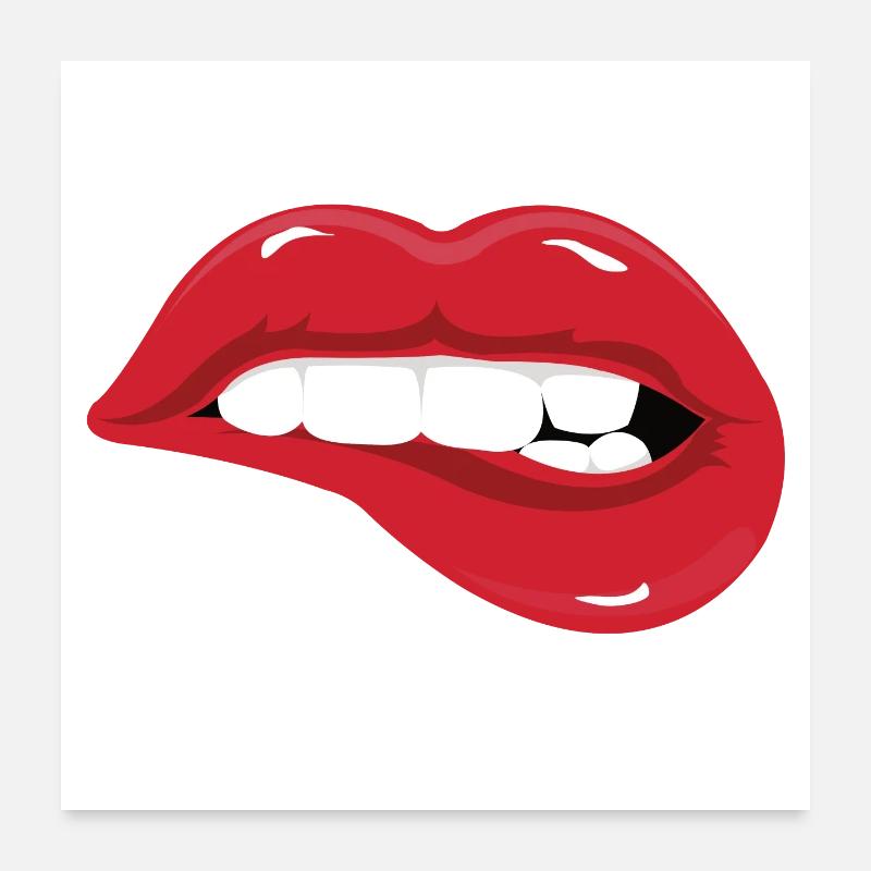 les lèvres - Poster 60 x 60 cm - blanc
