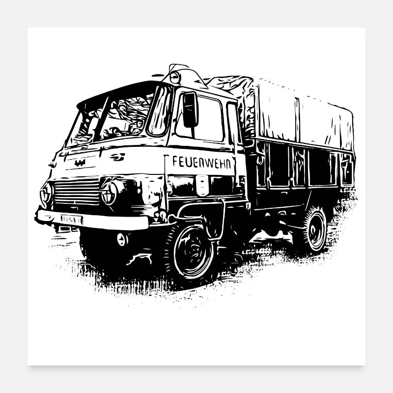 Robur Flatbed LO LD IFA Fire Brigade Poster 24" x 24" (60x60 cm)