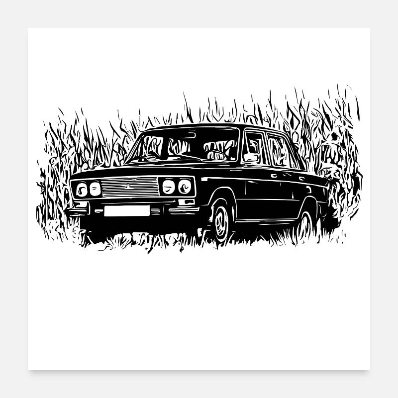 WAS 2106 Lada 1600 - Poster 60x60 cm - Weiß