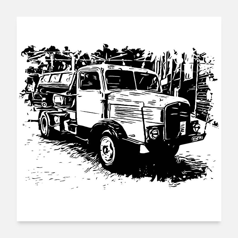 IFA Horch LKW Kipper - Poster 60x60 cm - Weiß
