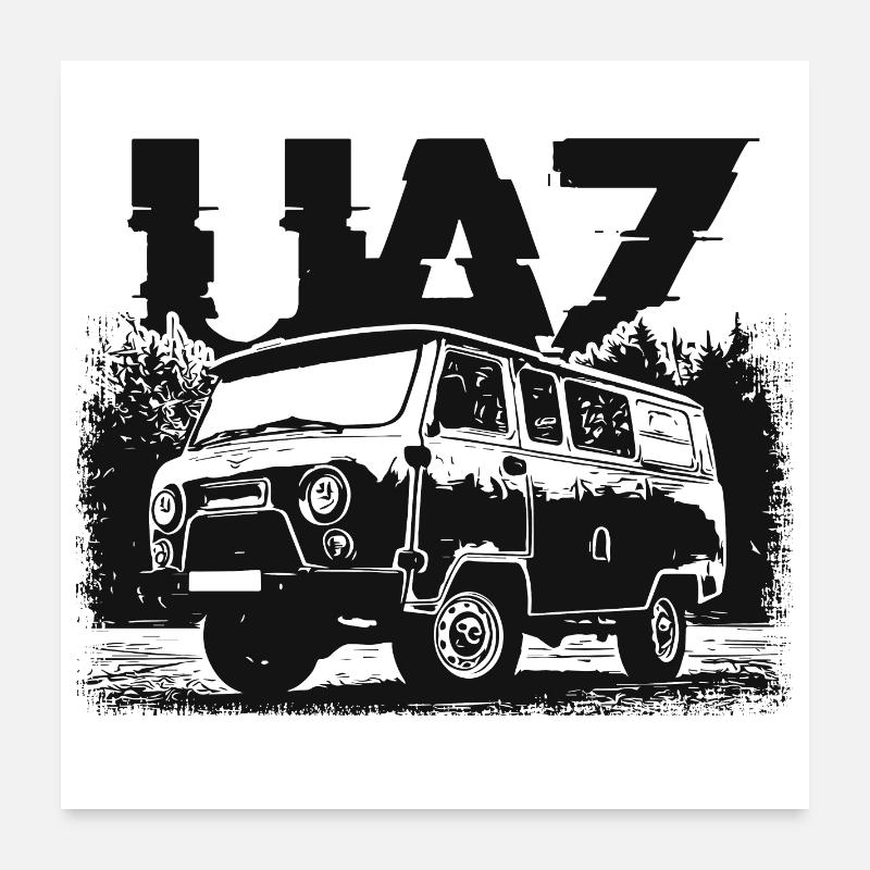 Buchanka UAZ - Poster 60x60 cm - Weiß