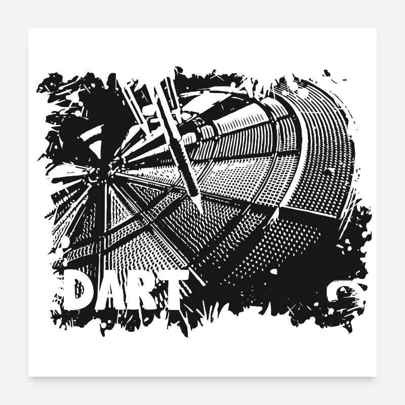 Dartscheibe - Darts - Dartpfeile - Darten - Poster 60x60 cm - Weiß