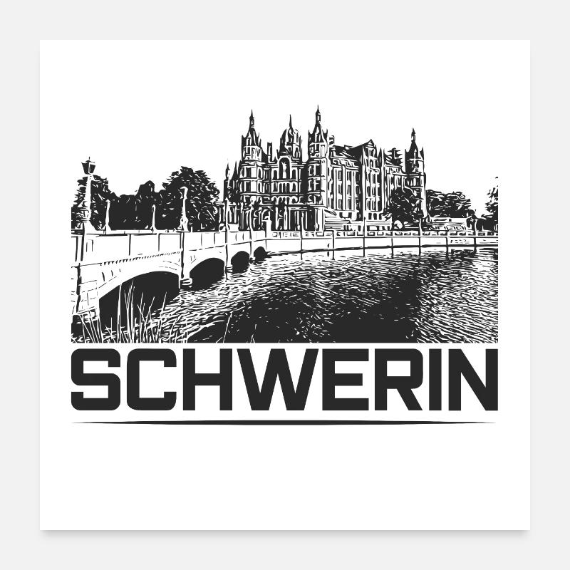Schwerin - Schweriner Schloss Poster 60x60 cm