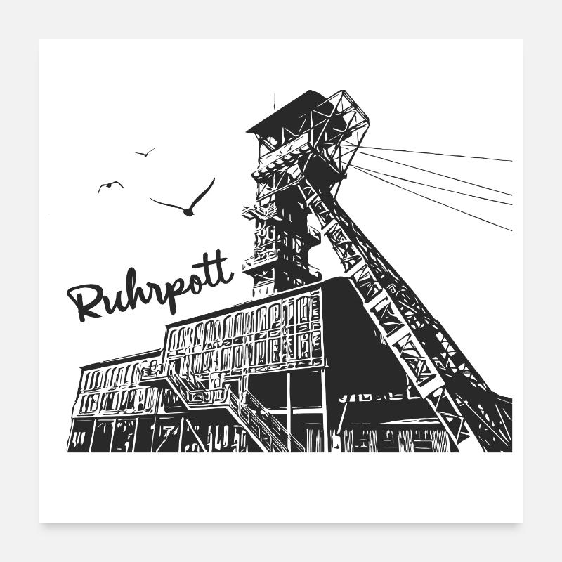 Ruhrpott Zeche Poster 60x60 cm