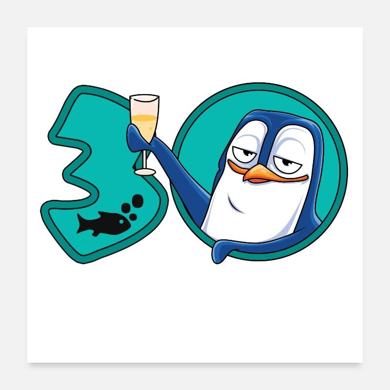 30 Jahre Geburtstag Jubiläum Pinguin Poster 60x60 cm