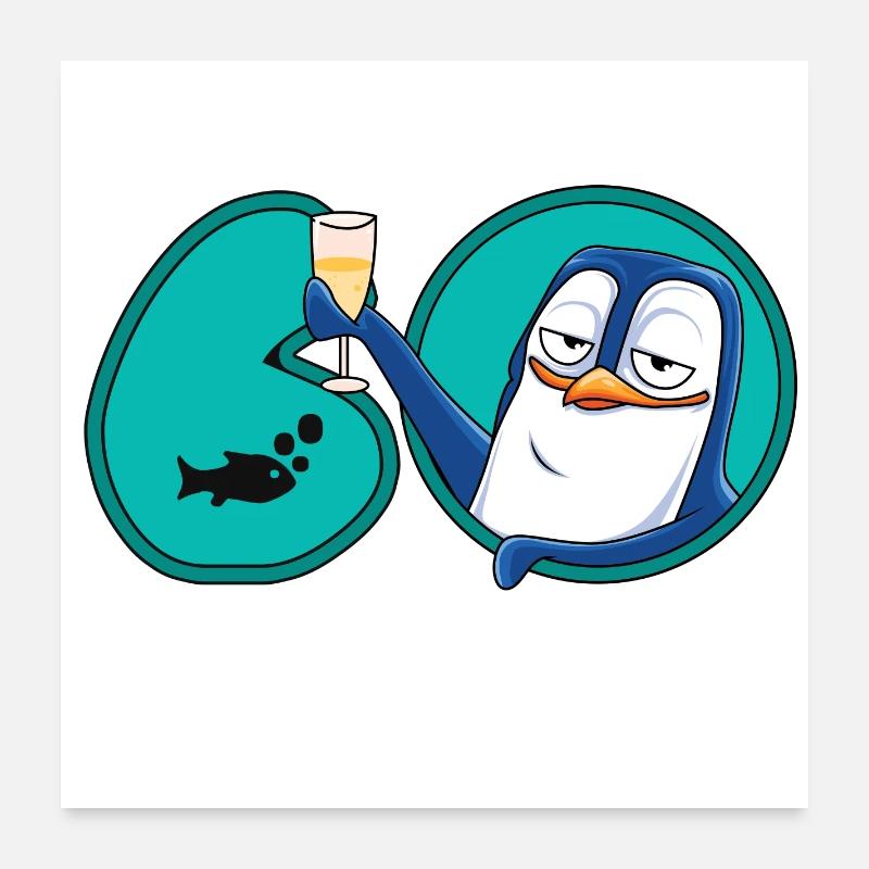 Pingouin des 60 ans Poster 60 x 60 cm