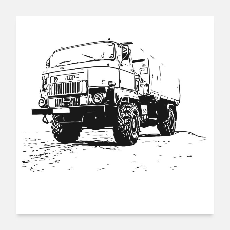 L60 LKW - Poster 60x60 cm - Weiß