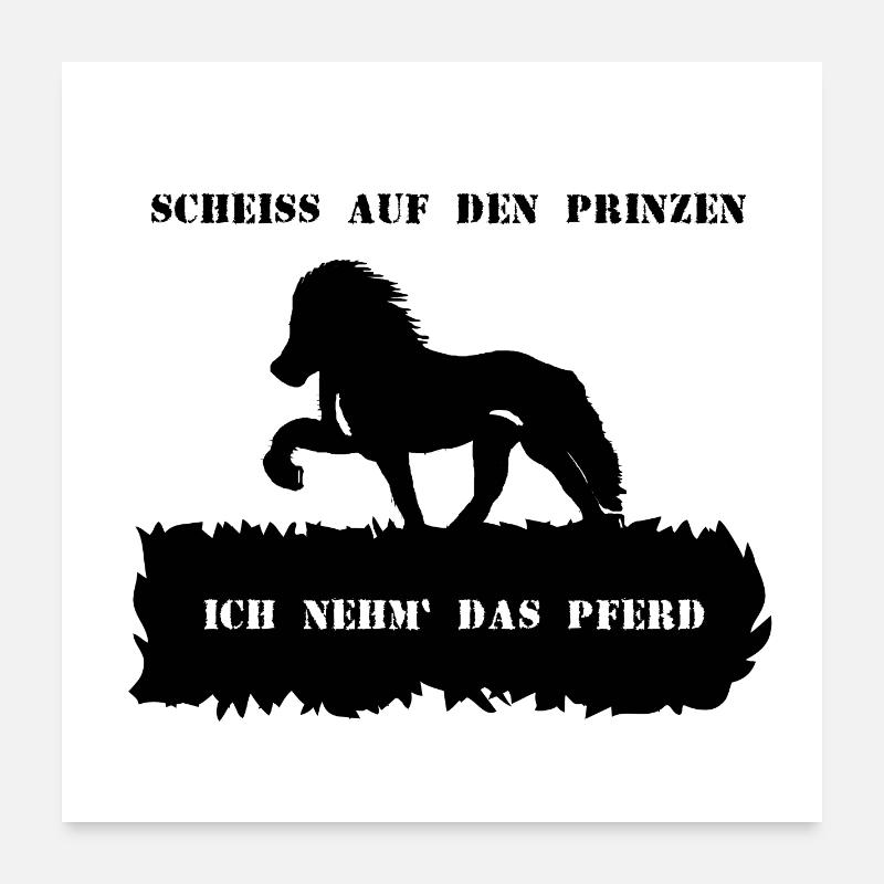Spruch 6 mit Pferd 1 schwarz - Poster 60x60 cm - Weiß