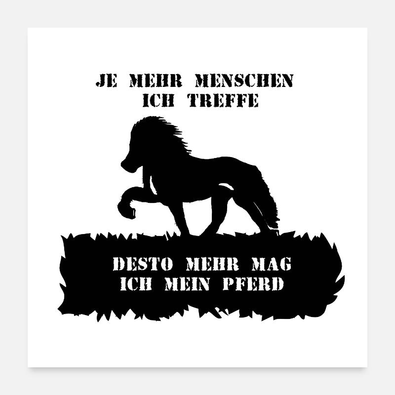 Spruch 5 mit Pferd 1 schwarz Poster 60x60 cm
