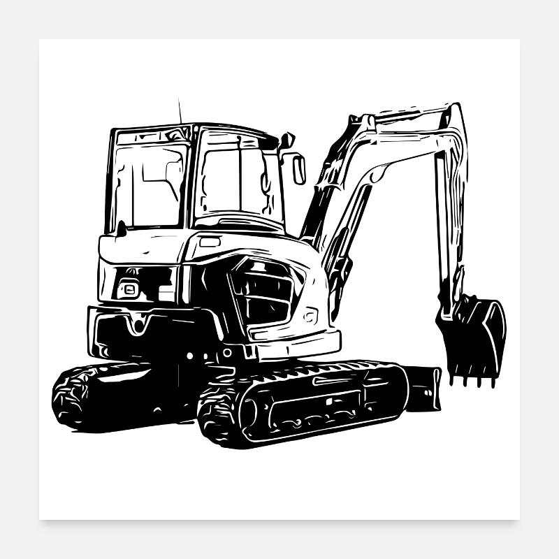 Kleiner Bagger Poster 60x60 cm