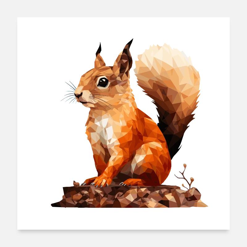 Écureuil de style polygonal Poster 60 x 60 cm