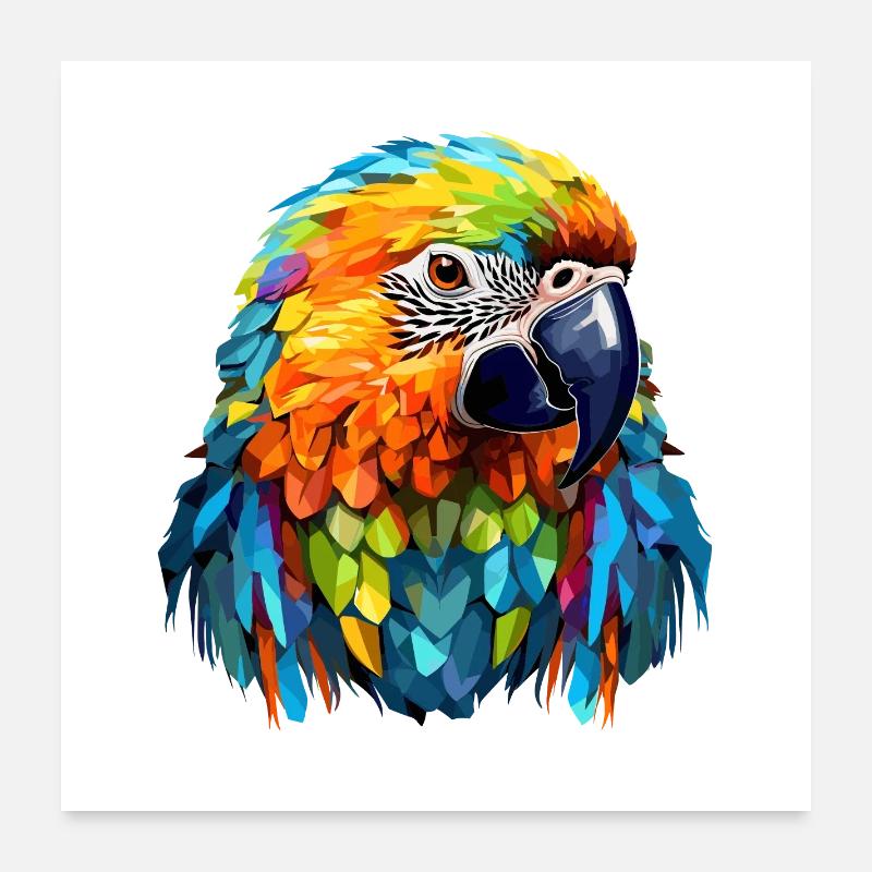 Papagei im Polygon Design Poster 60x60 cm
