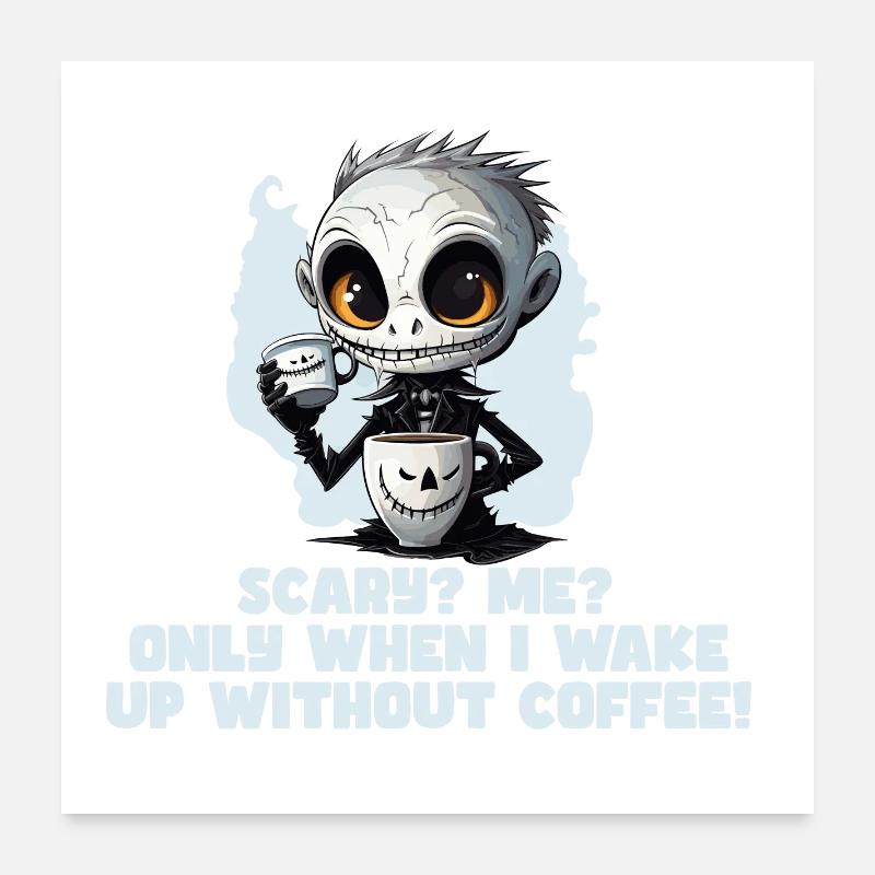 Kaffee Morgenmuffel Mitarbeiter Spruch Fun Tshirt Poster 60x60 cm