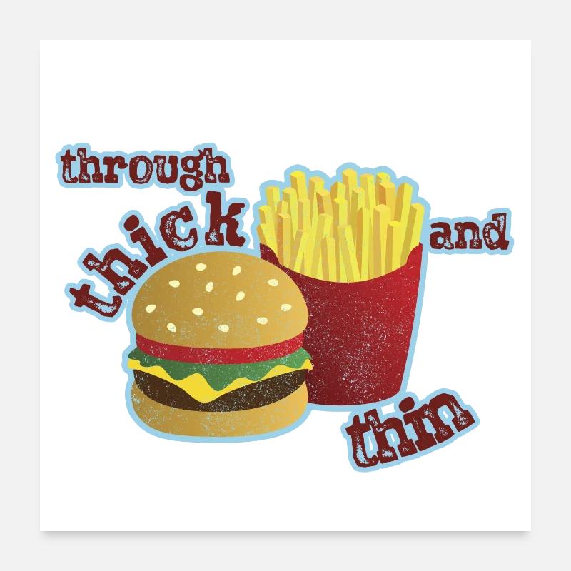 Burger mit Pommes Poster 60x60 cm